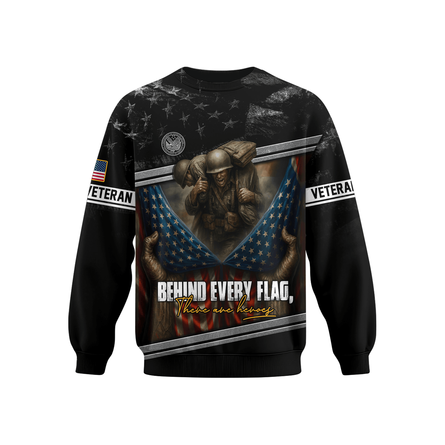 U.S. Veteran Hoodie – Behind Every Flag There Are Heroes Zip Up