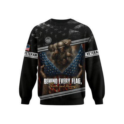 U.S. Veteran Hoodie – Behind Every Flag There Are Heroes Zip Up