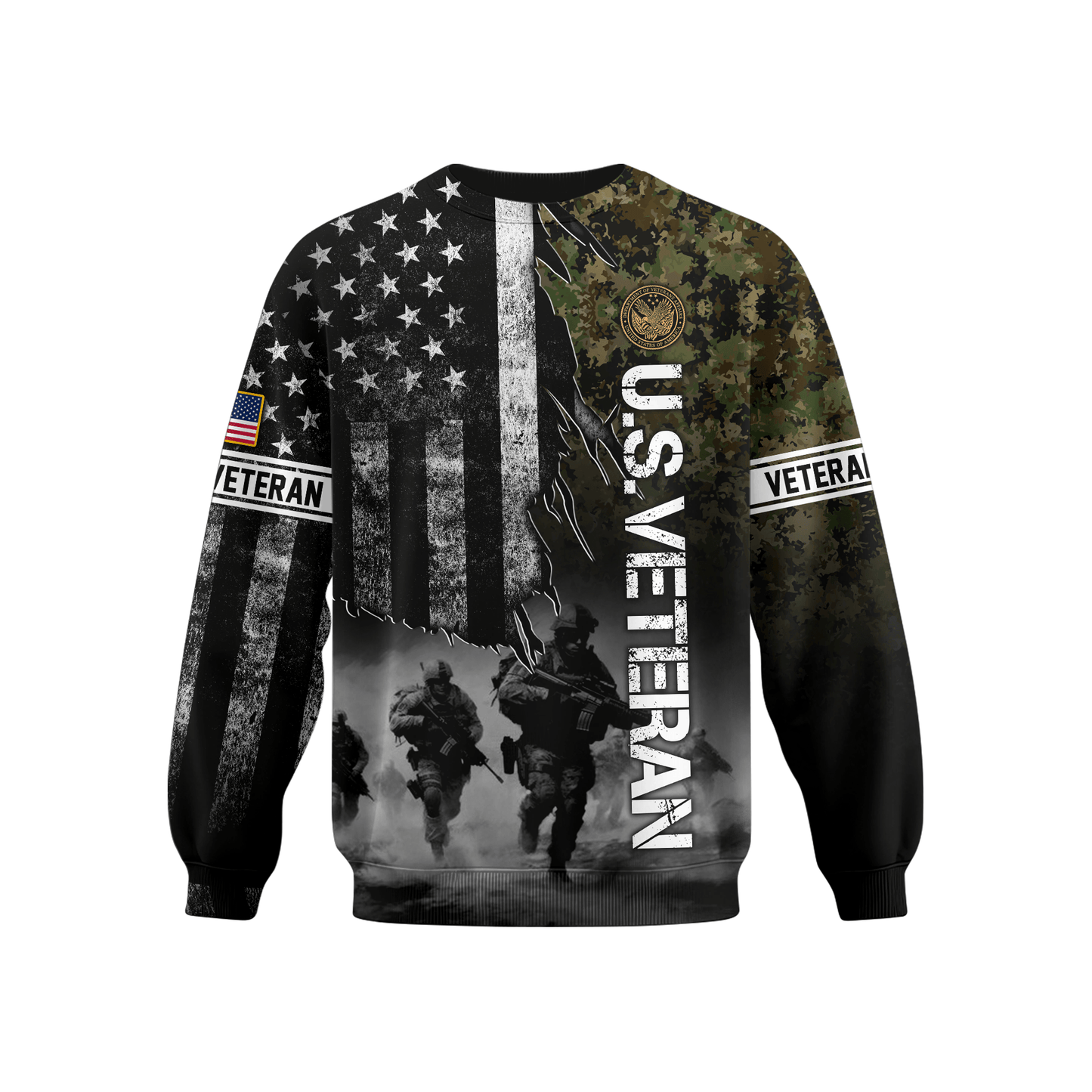 U.S. Veteran Hoodie – American Flag Military Zip Up Sweatshirt
