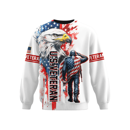 U.S. Veteran Hoodie – American Flag Soldier & Bald Eagle Zip Up