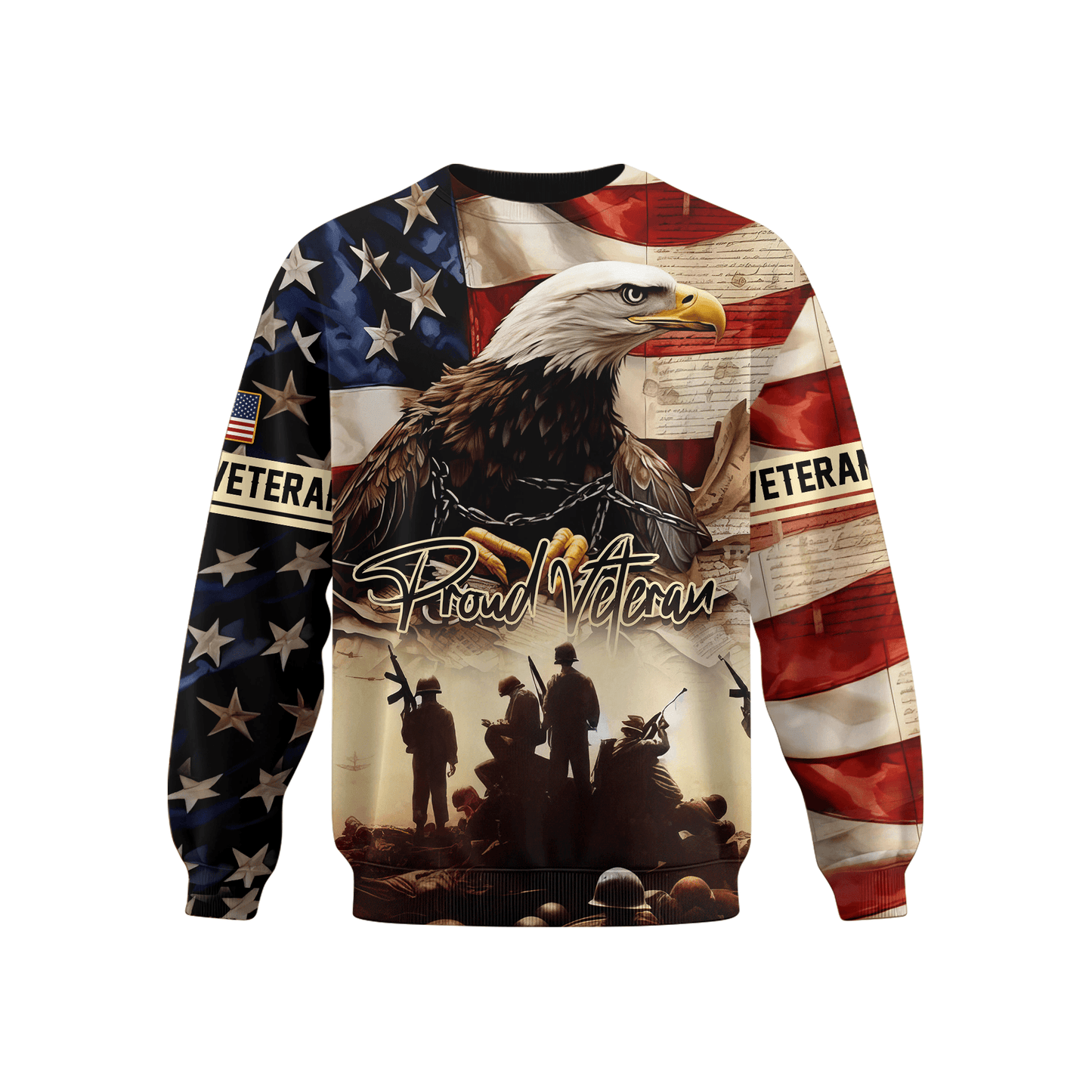 U.S. Veteran Hoodie – Proud Veteran Bald Eagle Zip Up, American Flag Military Hoodie, Patriotic Gift for Heroes