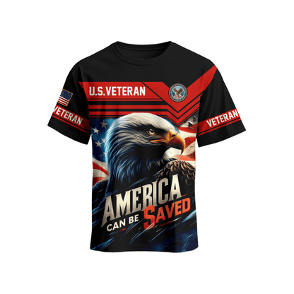 U.S. Veteran Hoodie – America Can Be Saved Patriotic Zip Up Jacket