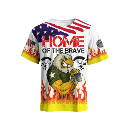 U.S. Veteran Hoodie – Home of the Brave, American Flag Eagle Zip Up, Patriotic Military Sweatshirt