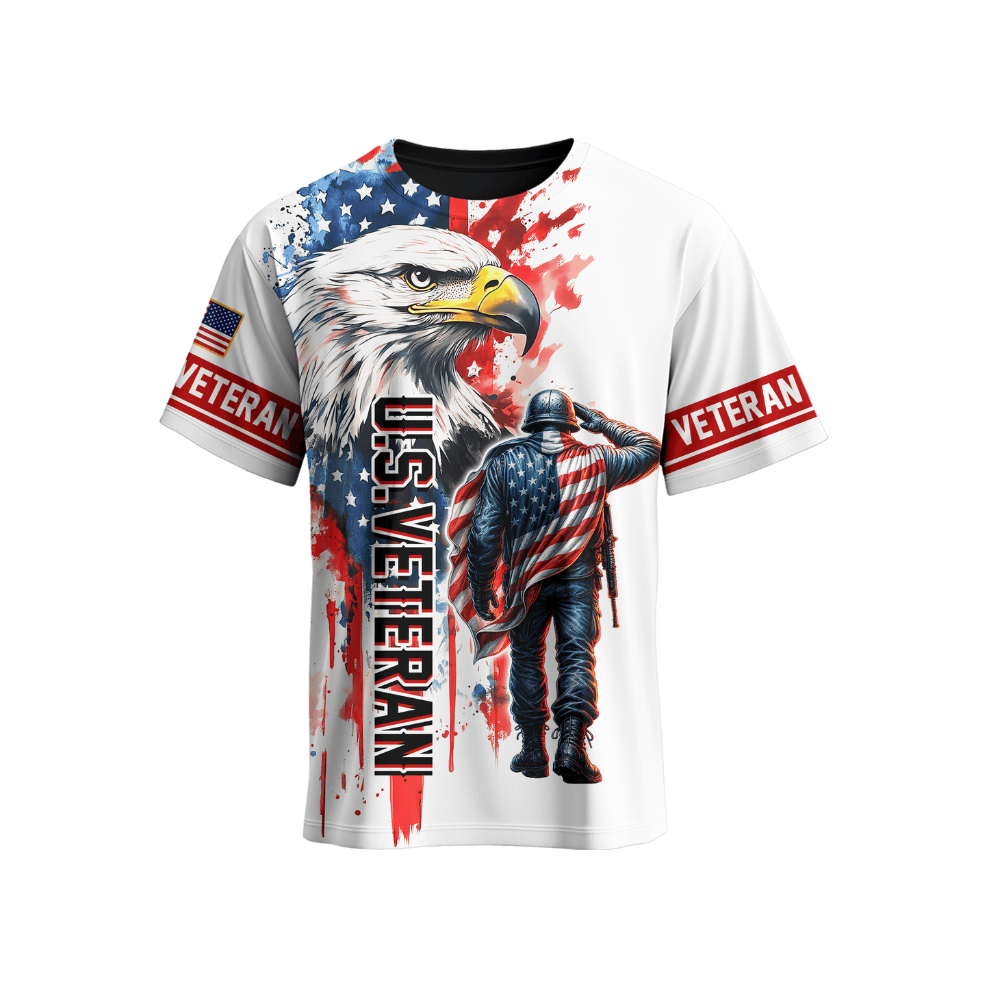 U.S. Veteran Hoodie – American Flag Soldier & Bald Eagle Zip Up