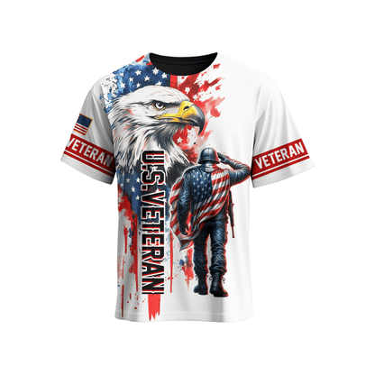 U.S. Veteran Hoodie – American Flag Soldier & Bald Eagle Zip Up