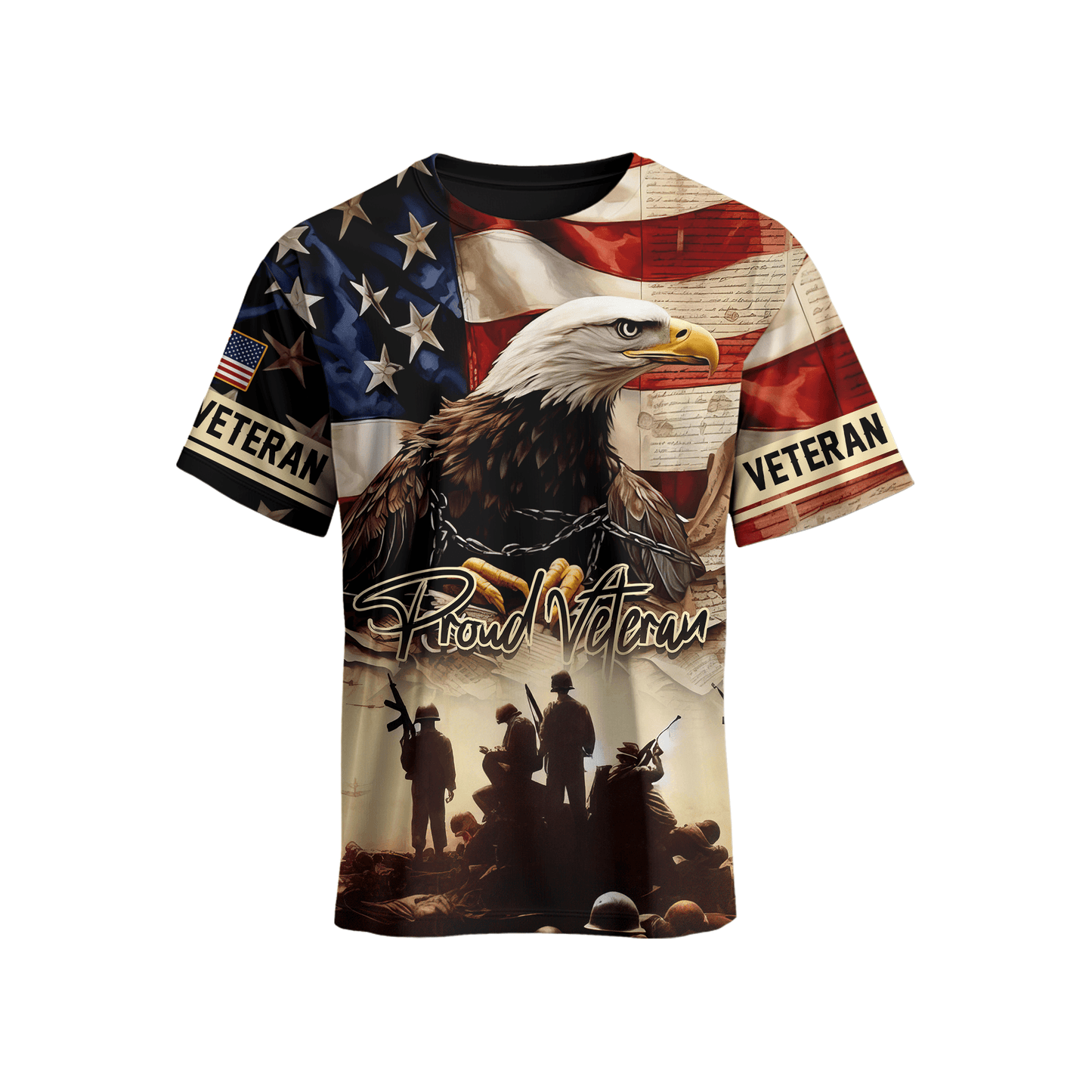 U.S. Veteran Hoodie – Proud Veteran Bald Eagle Zip Up, American Flag Military Hoodie, Patriotic Gift for Heroes