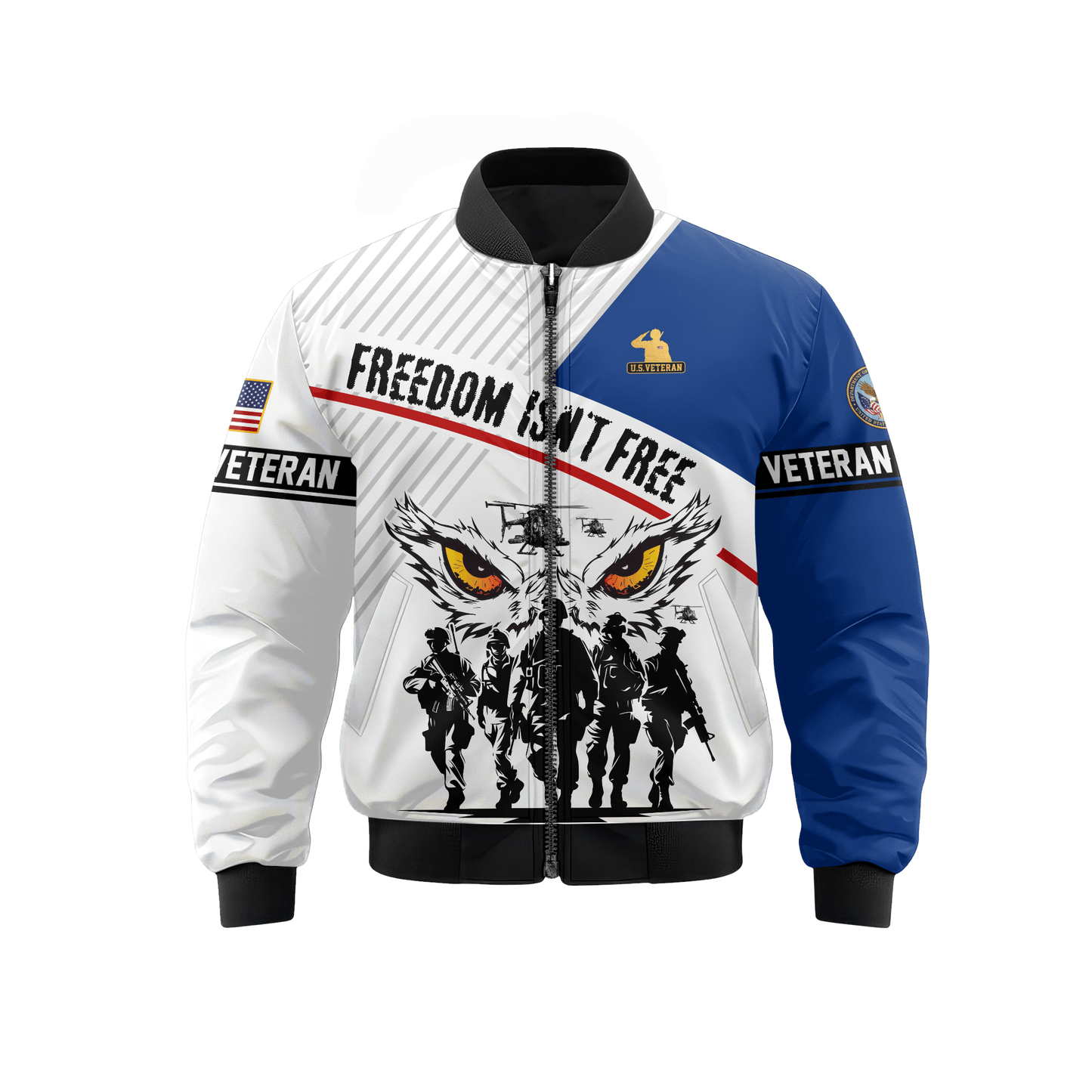 U.S. Veteran Hoodie – Eagle Design, Patriotic American Flag Zip Up VET31102