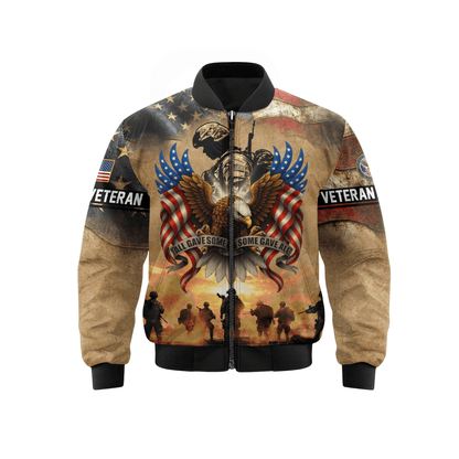 U.S. Veteran Hoodie – All Gave Some, Some Gave All Eagle Design, Patriotic American Flag Zip Up