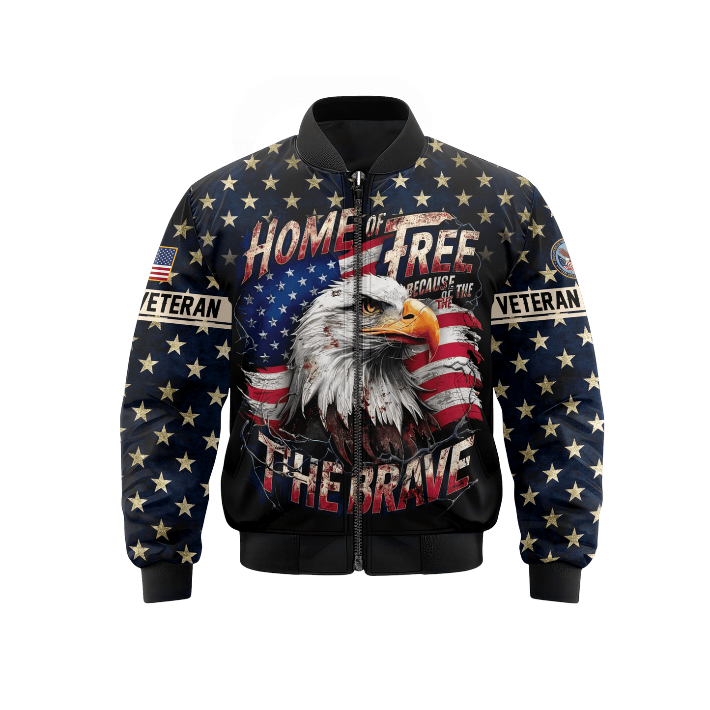U.S. Veteran Hoodie – Eagle Design, Patriotic American Flag Zip Up VET31101