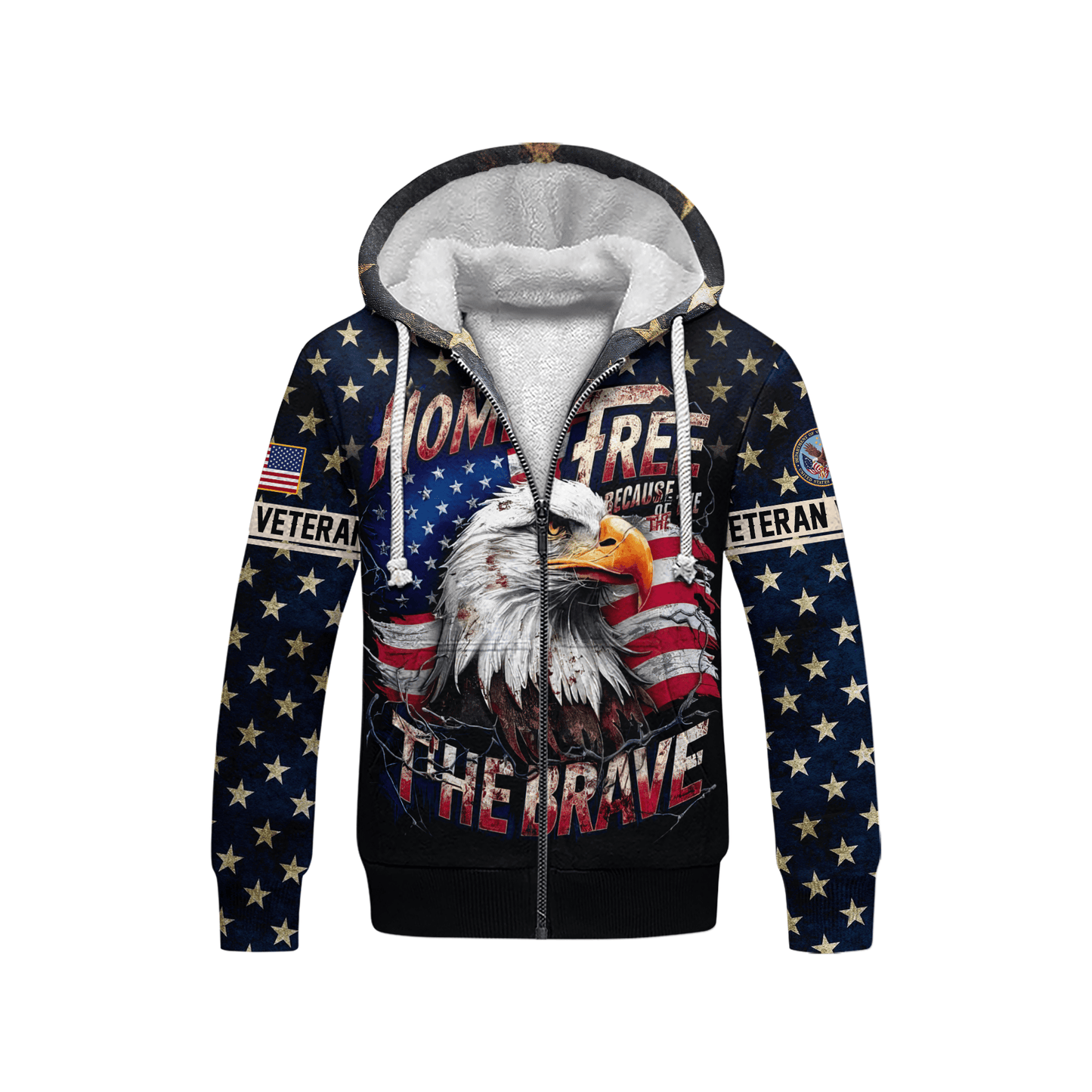 U.S. Veteran Hoodie – Eagle Design, Patriotic American Flag Zip Up VET31101