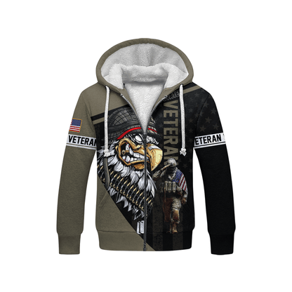 U.S. Veteran Hoodie – Eagle Design, Patriotic American Flag Zip Up VET31104