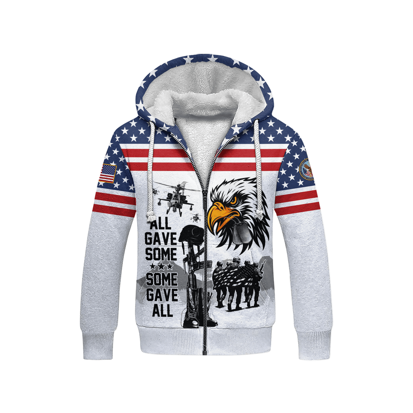 U.S. Veteran Hoodie – Eagle Design, Patriotic American Flag Zip Up VET31103