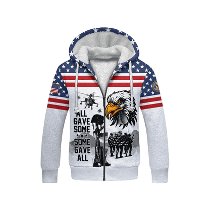 U.S. Veteran Hoodie – Eagle Design, Patriotic American Flag Zip Up VET31103