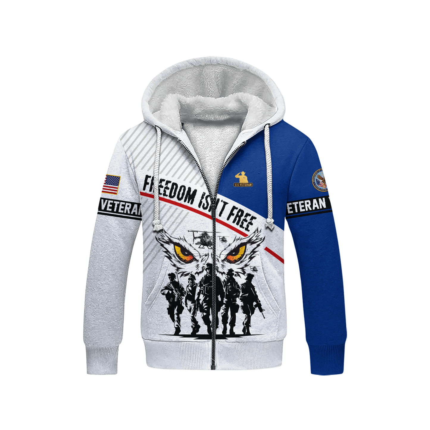 U.S. Veteran Hoodie – Eagle Design, Patriotic American Flag Zip Up VET31102
