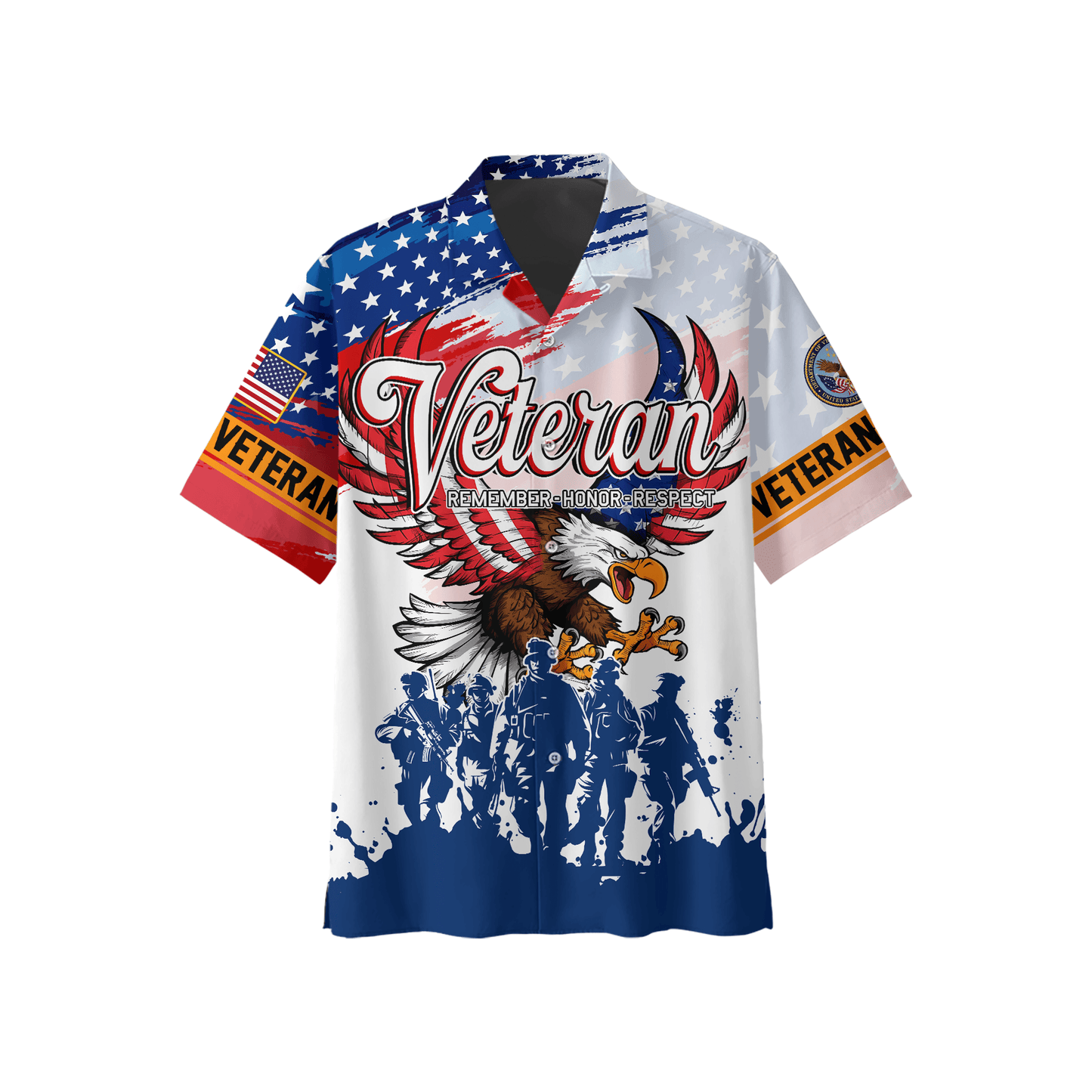 U.S. Veteran Hoodie – Eagle Design, Patriotic American Flag Zip Up VET31106