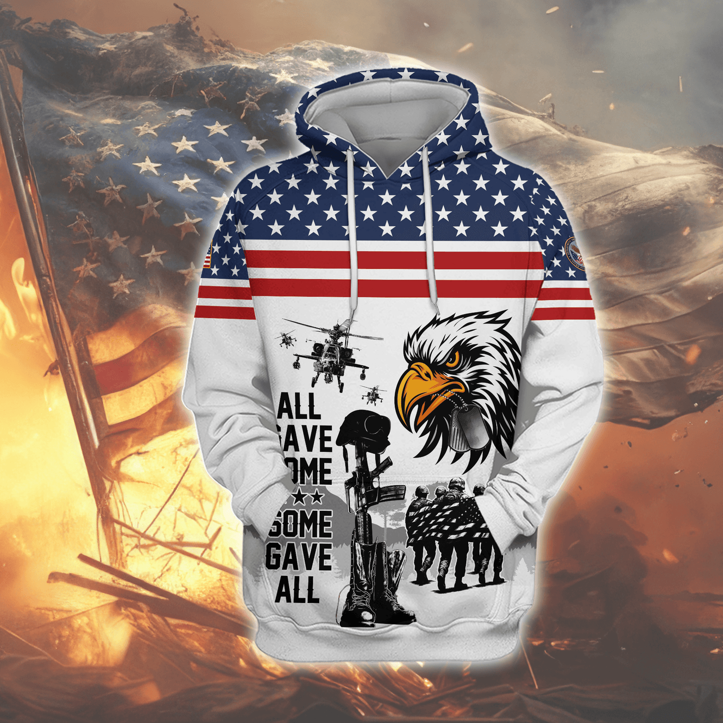 U.S. Veteran Hoodie – Eagle Design, Patriotic American Flag Zip Up VET31103