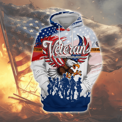 U.S. Veteran Hoodie – Eagle Design, Patriotic American Flag Zip Up VET31106
