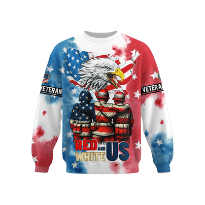 U.S. Veteran Hoodie – Red White and Blue Eagle Zip Up, American Flag Patriotic Hoodie for Veterans
