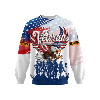 U.S. Veteran Hoodie – Eagle Design, Patriotic American Flag Zip Up VET31106