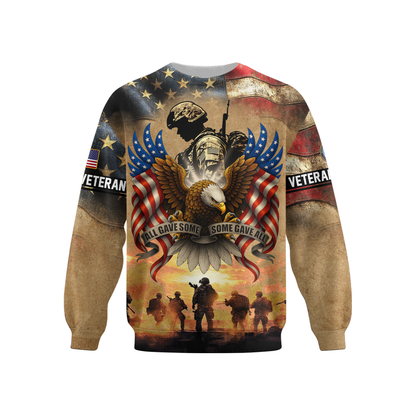 U.S. Veteran Hoodie – All Gave Some, Some Gave All Eagle Design, Patriotic American Flag Zip Up