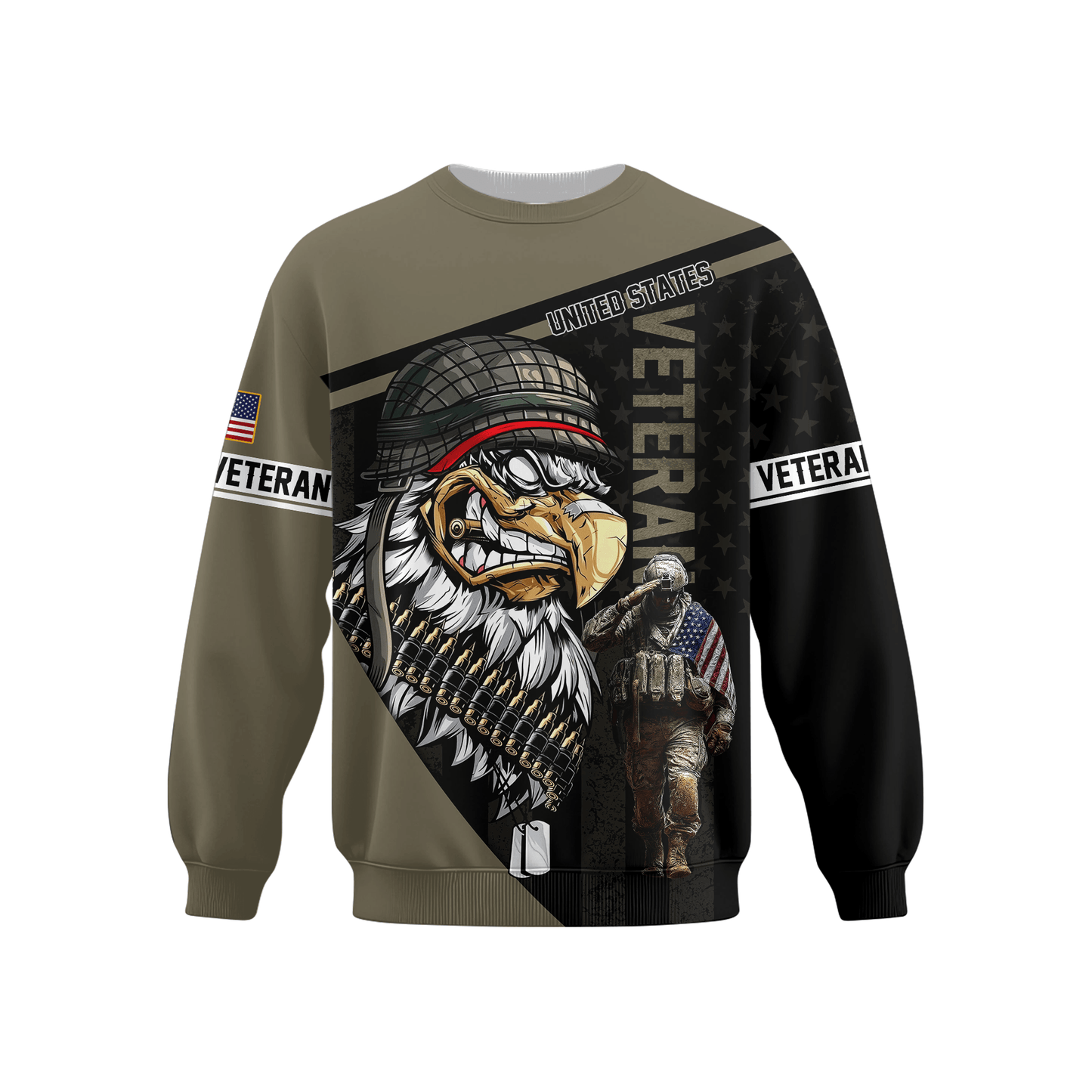 U.S. Veteran Hoodie – Eagle Design, Patriotic American Flag Zip Up VET31104