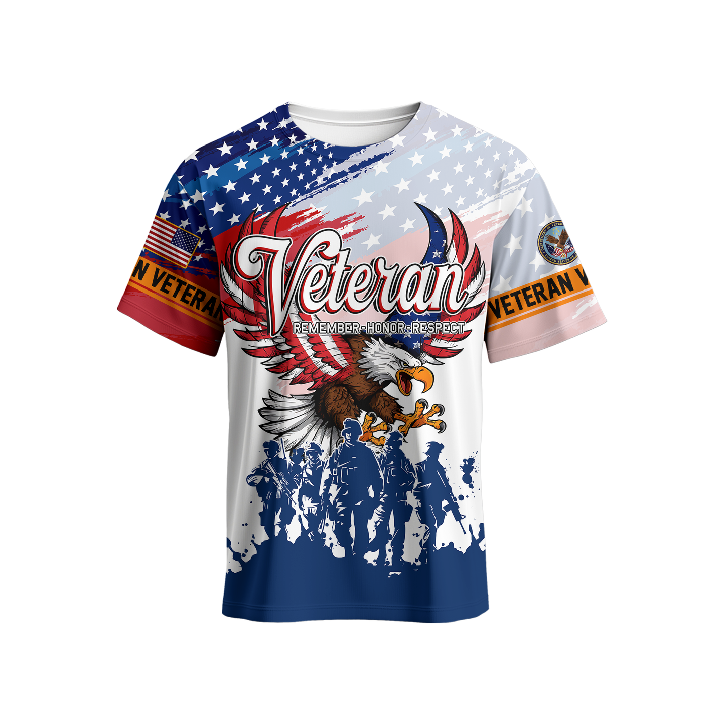 U.S. Veteran Hoodie – Eagle Design, Patriotic American Flag Zip Up VET31106