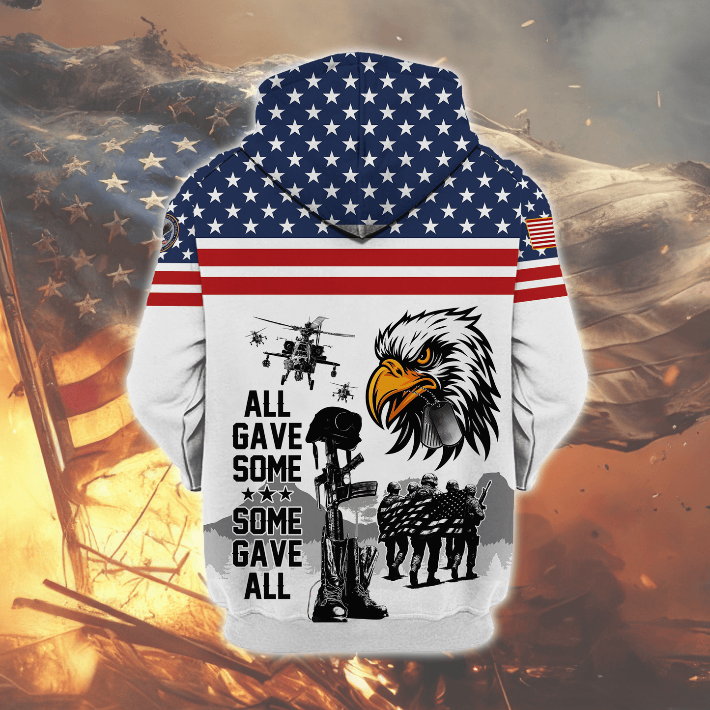 U.S. Veteran Hoodie – Eagle Design, Patriotic American Flag Zip Up VET31103