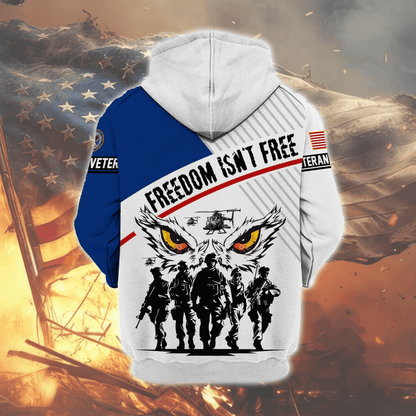 U.S. Veteran Hoodie – Eagle Design, Patriotic American Flag Zip Up VET31102