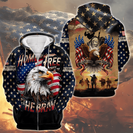 U.S. Veteran Hoodie – Eagle Design, Patriotic American Flag Zip Up VET31101