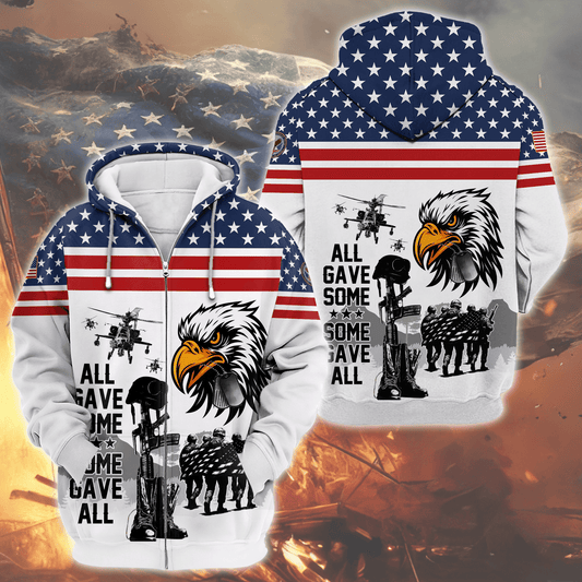 U.S. Veteran Hoodie – Eagle Design, Patriotic American Flag Zip Up VET31103