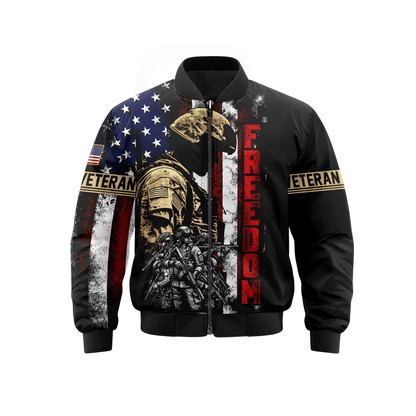 U.S. Veteran Hoodie – Freedom American Flag Design, Soldier Tribute Zip Up, Patriotic Military Apparel