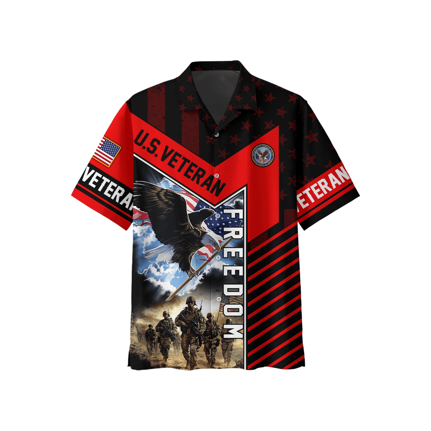 U.S. Veteran Freedom Hoodie – Patriotic Eagle and Soldier Zip Up, American Flag Military Pride Hoodie for Men