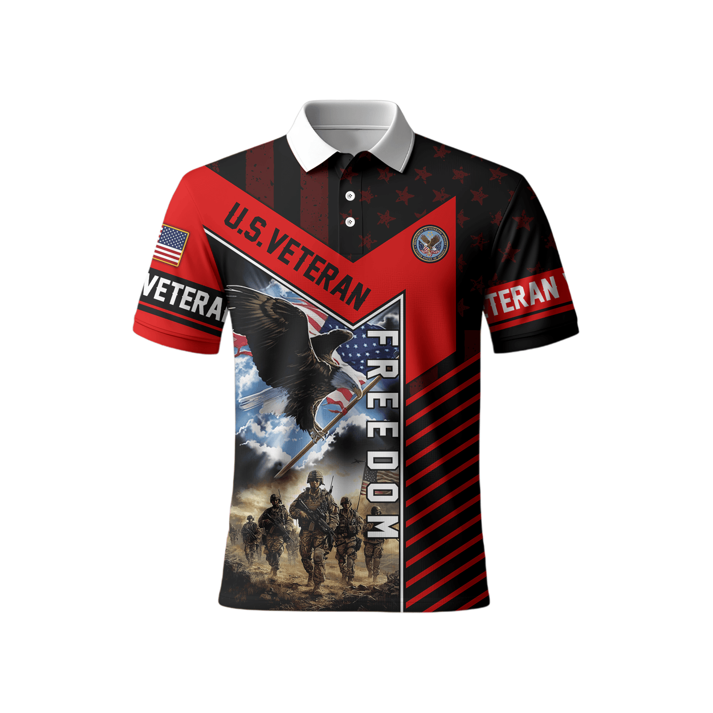 U.S. Veteran Freedom Hoodie – Patriotic Eagle and Soldier Zip Up, American Flag Military Pride Hoodie for Men