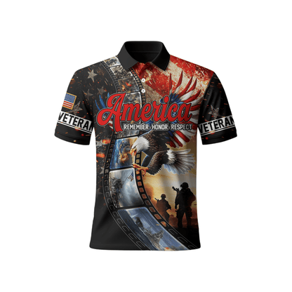 U.S. Veteran Hoodie – America Remember Honor Respect, Eagle and Soldier Zip Up, Patriotic Hoodie