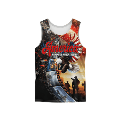 U.S. Veteran Hoodie – America Remember Honor Respect, Eagle and Soldier Zip Up, Patriotic Hoodie