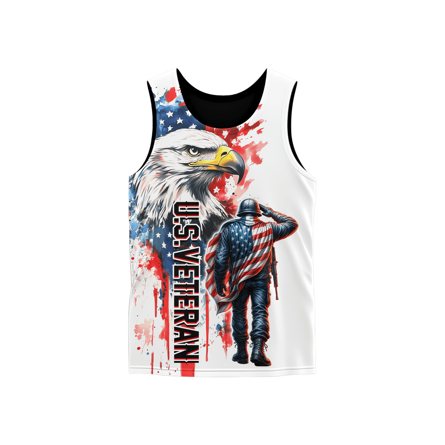 U.S. Veteran Hoodie – American Flag Soldier & Bald Eagle Zip Up