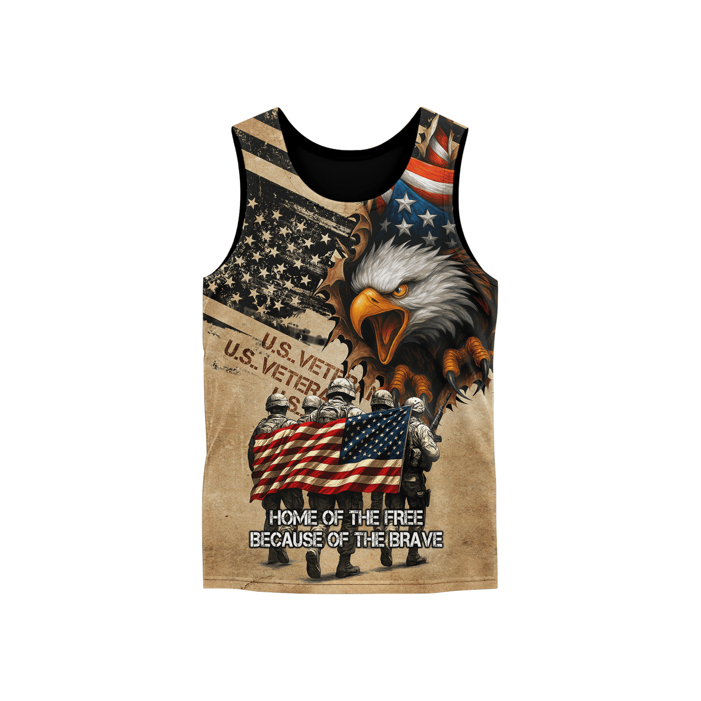 American Veteran Hoodie – Home of the Free Because of the Brave, Eagle & Soldiers Zip Hoodie, U.S. Flag Military Sweatshirt