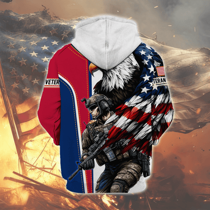 U.S. Veteran Hoodie – American Flag Military Zip Up Sweatshirt