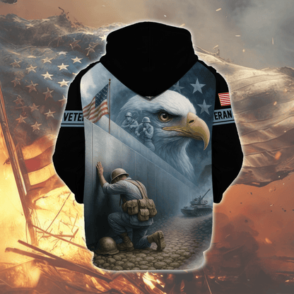 U.S. Veteran Hoodie – Honor the Fallen, American Eagle Memorial Zip Up, Soldier Tribute Sweatshirt for Men