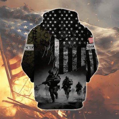 U.S. Veteran Hoodie – American Flag Military Zip Up Sweatshirt