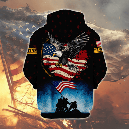 U.S. Veteran Hoodie – All Gave Some Some Gave All Patriotic Zip Up