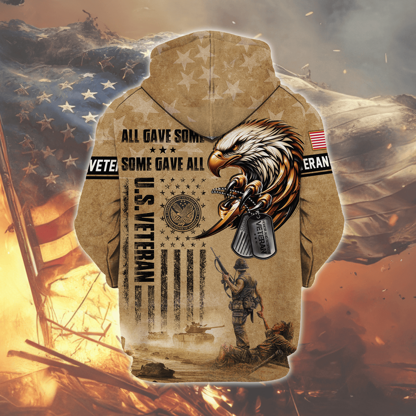 U.S. Veteran Hoodie – All Gave Some Some Gave All Military Zip Up