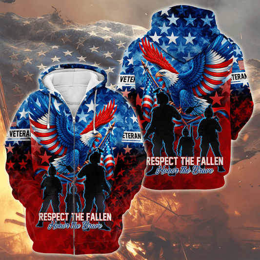 U.S. Veteran Hoodie – Respect The Fallen Patriotic Eagle Sweatshirt