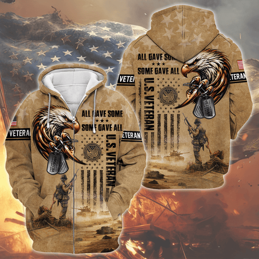U.S. Veteran Hoodie – All Gave Some Some Gave All Military Zip Up
