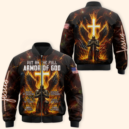 Armor of God Hoodie – Christian Warrior Zip Up Sweatshirt with Cross and Bible Verse Design