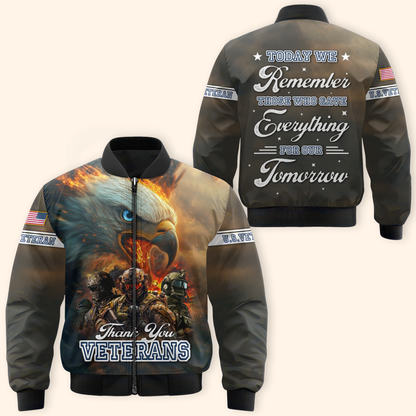 U.S. Veteran Hoodie – Thank You Veterans, Remember Those Who Gave Everything, Patriotic Zip Up Hoodie