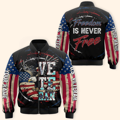 US Veteran Eagle Hoodie – Freedom Is Never Free – American Flag Patriotic Zip Up, easychoo.com