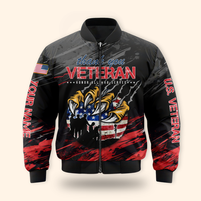 Personalized US Veteran Hoodie – Eagle Claw & Flag – Thank You Heroes Design, easychoo.com