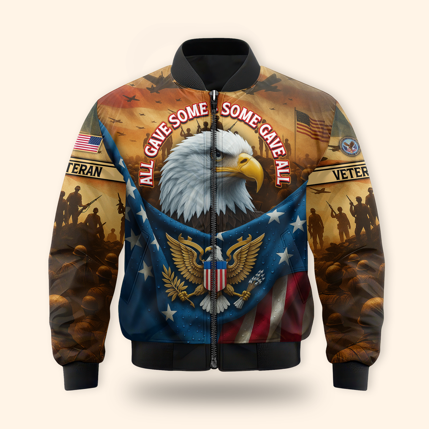 U.S. Veteran Hoodie – Eagle Design, Patriotic American Flag Zip Up MH2533