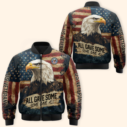 American Flag Veteran Hoodie – Patriotic Eagle All Gave Some Design